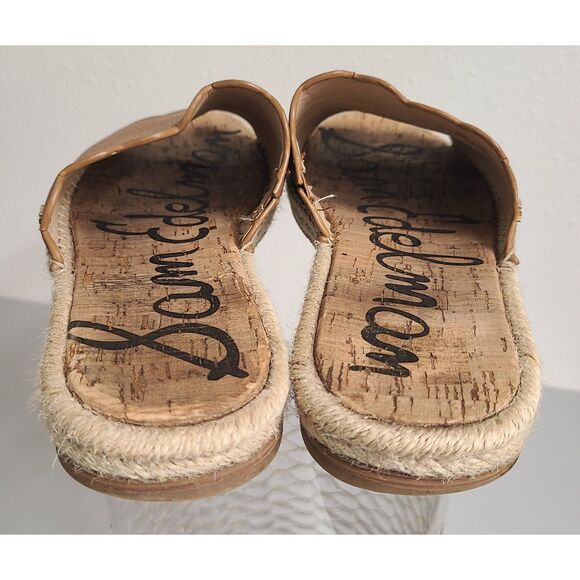 Sam Edelman Andy 10 Brown Leather Slip On Flat Espadrille Slides Sandals Minimal - Picture 5 of 7